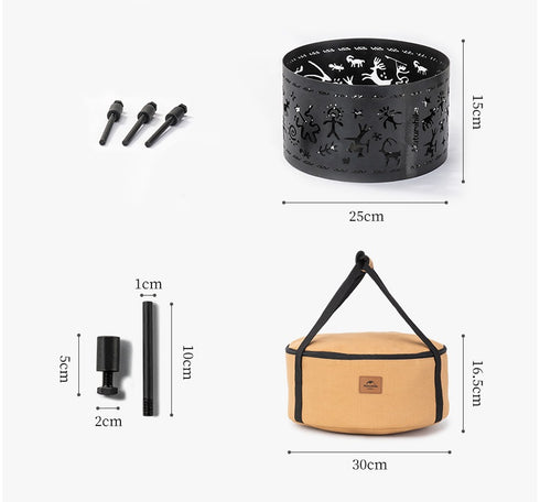 Outdoor Burning Fire Round Table Camping Heating Burning Fire Rack Atmosphere Picnic