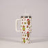 New Christmas Pattern Mug With Handle Lid Straw Drinkware Stainless Steel Vacuum c Large Capacity Car Travel Coffee Cup