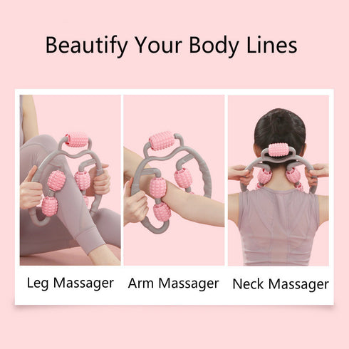 U Shape Trigger Point Massage Roller Full Body Massage Tool Arm Tool Arm  Arm Leg Neck Muscle Massager 4 Wheels Fitness Device For Sports