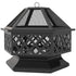 28 Outdoor Fire Pit With Grill Hexagon Fireplace Wood Burning Firepit With Cooking Grate, Fire Poker,  Screen Lid