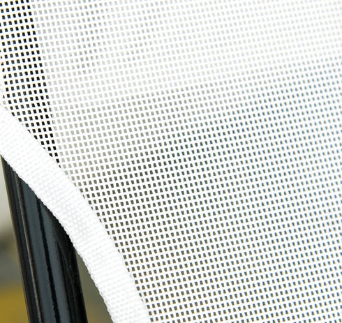 Folding Chaise Lounge Chair, Cream White, 5-Level Adjustable With Headrest, Breathable Mesh For Beach & Patio