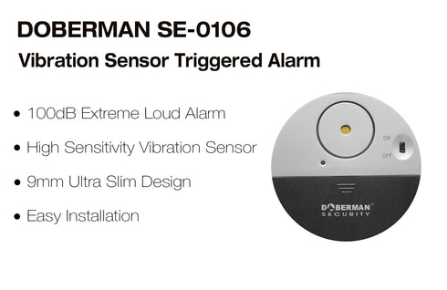 DOBERMAN SECURITY SE-0106 100dB Electronic Wireless Vibration Sensor Home Security Door Window Alarm