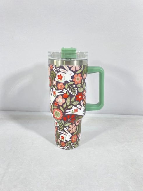 New Christmas Pattern Mug With Handle Lid Straw Drinkware Stainless Steel Vacuum c Large Capacity Car Travel Coffee Cup