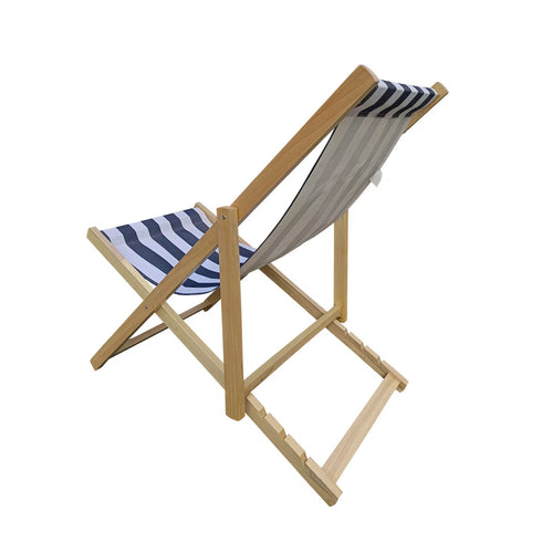 Populus Wood Sling Chair Blue Stripe Broad Blue Stripe Dark Blue Folding Chaise Lounge Chair