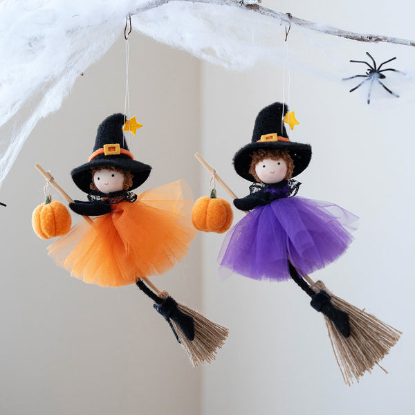 Halloween Decoration Broom Girl Angel Pendant