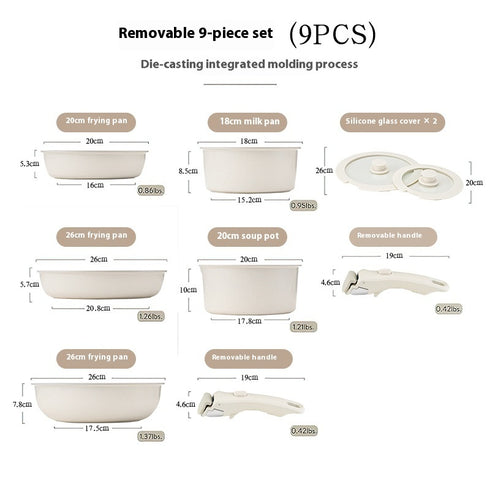 Removable Pot Set Pan Household Handle Separation
