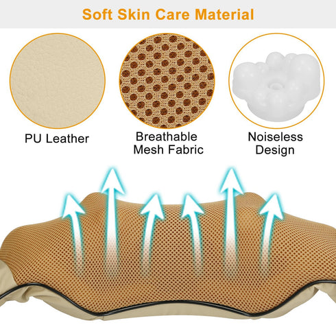 1Pc Neck Shoulder Massager Electric Back Massage Cape With Heat Deep Tissue 3D Kneading Massage Neck Waist Shiatsu Massager Pillow For Muscles Pain Relief Relax In Car Office And Home