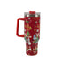 New Christmas Pattern Mug With Handle Lid Straw Drinkware Stainless Steel Vacuum c Large Capacity Car Travel Coffee Cup