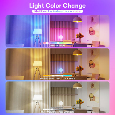 Smart Wifi Bluetooth Dimming And Color-changing Bulb