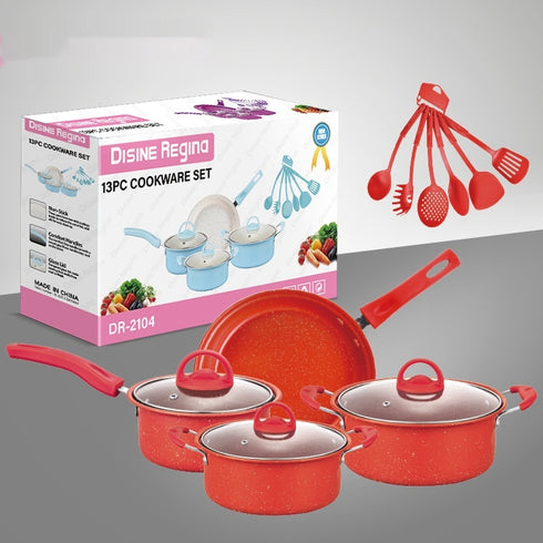 13 Pieces Pot Set Non-stick Pan Soup Omelette Ceramic Coating Pot Set