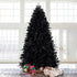Prelit Black Christmas Tree With White Lights Artificial Fake Christmas Tree With PE&PVC Branch Tips For Halloween And Xmas Tree For Holiday Decorations, Metal Stand And Hinged Branches