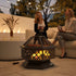 28 Outdoor Fire Pit With Grill Hexagon Fireplace Wood Burning Firepit With Cooking Grate, Fire Poker,  Screen Lid