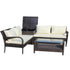 4 Piece Patio Sectional Wicker Rattan Outdoor Furniture Sofa Set With Storage Box Brown