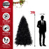 Prelit Black Christmas Tree With White Lights Artificial Fake Christmas Tree With PE&PVC Branch Tips For Halloween And Xmas Tree For Holiday Decorations, Metal Stand And Hinged Branches
