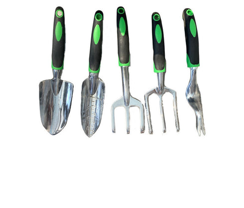 Garden Supplies 9-piece Aluminum Allow Set, Silicone Two-color Handle Shovel Gardening Tools