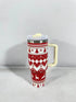 New Christmas Pattern Mug With Handle Lid Straw Drinkware Stainless Steel Vacuum c Large Capacity Car Travel Coffee Cup