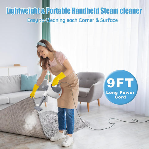 Handheld Steam Cleaner With Safety Lock, 500 Ml Large Water Tank 12 Piece Accessory Set Deep Cleaning Multiple Surfaces For Kitchen, Bathroom, Car,  OffWhite