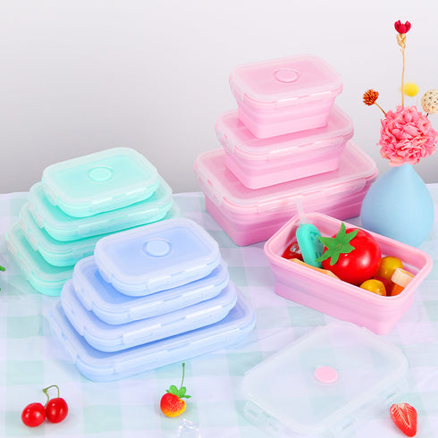 Silicone Folding Lunch Box Food Grade Microwave Bento Box
