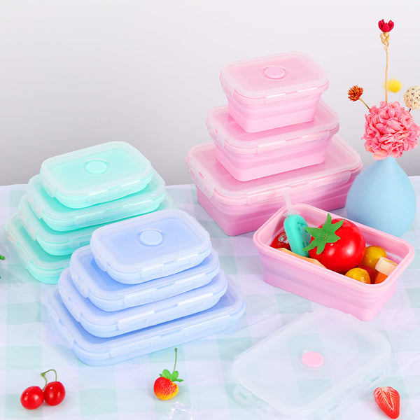 Silicone Folding Lunch Box Food Grade Microwave Bento Box