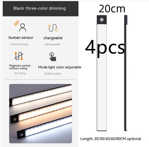Smart Infrared Sensor Lamp Wireless Magnetic Long Cabinet Light With Rechargeable Hallway Wardrobe