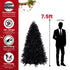 Prelit Black Christmas Tree With White Lights Artificial Fake Christmas Tree With PE&PVC Branch Tips For Halloween And Xmas Tree For Holiday Decorations, Metal Stand And Hinged Branches