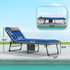 Outdoor Chaise Lounge Chair Set Of 2, 5-Level Adjustable Folding Pool Lounge Chairs With Cushions, Brown Blue