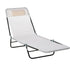 Folding Chaise Lounge Chair, Cream White, 5-Level Adjustable With Headrest, Breathable Mesh For Beach & Patio