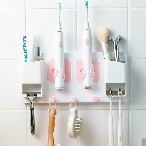 Wall-mounted Two-position Electric Toothbrush Holder With Hook