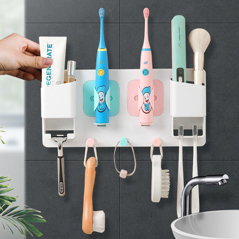 Wall-mounted Two-position Electric Toothbrush Holder With Hook