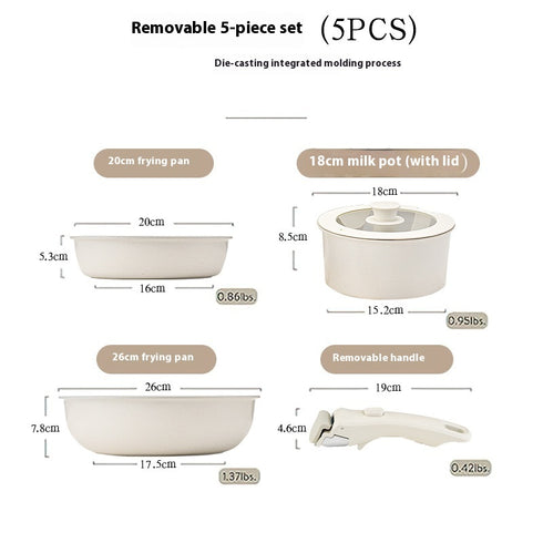 Removable Pot Set Pan Household Handle Separation