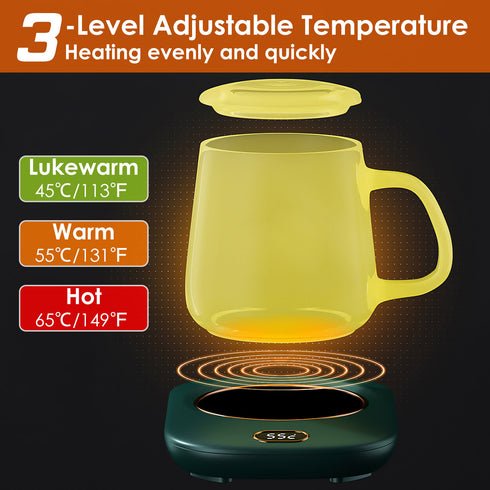 3 Color Options -- 1Pc Electric Coffee Mug Warmer For Desk Auto Shut Off USB Tea Milk Beverage Cup Heater Heating Plate For Office Home 3 Temperature Setting