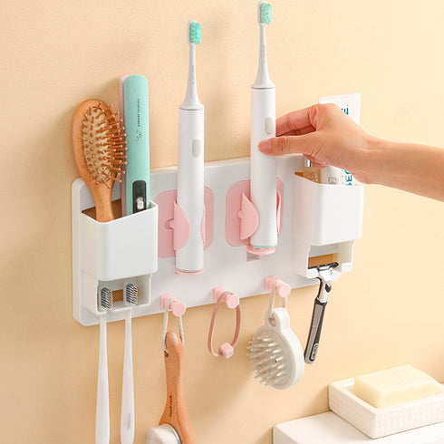 Wall-mounted Two-position Electric Toothbrush Holder With Hook