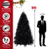 Prelit Black Christmas Tree With White Lights Artificial Fake Christmas Tree With PE&PVC Branch Tips For Halloween And Xmas Tree For Holiday Decorations, Metal Stand And Hinged Branches