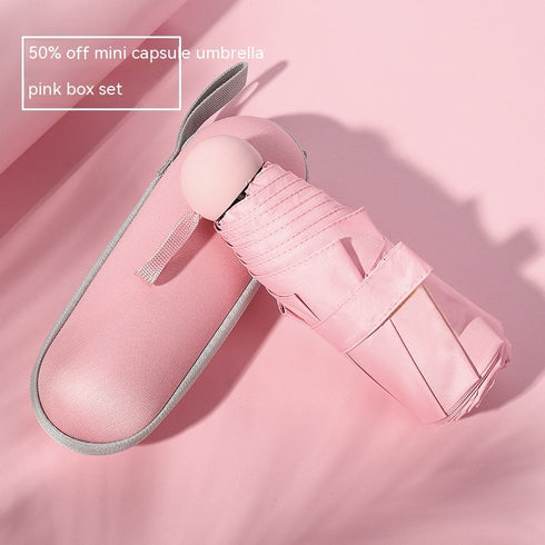 Portable Mini Pocket Capsule Umbrella 50 Off Thickened Vinyl  Sun And Rain UV Protection Umbrella Dual-use Umbrella