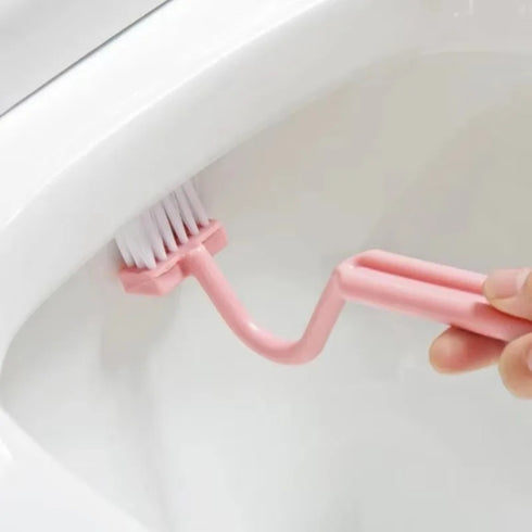 Curved Toilet Brush Gap Cleaning Tool Bathroom Accessory Long Handle Wall Mounted Toilet Soft Bristle Brush Plastic Durable