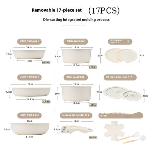 Removable Pot Set Pan Household Handle Separation