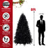 Prelit Black Christmas Tree With White Lights Artificial Fake Christmas Tree With PE&PVC Branch Tips For Halloween And Xmas Tree For Holiday Decorations, Metal Stand And Hinged Branches