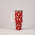 New Christmas Pattern Mug With Handle Lid Straw Drinkware Stainless Steel Vacuum c Large Capacity Car Travel Coffee Cup