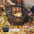 28 Outdoor Fire Pit With Grill Hexagon Fireplace Wood Burning Firepit With Cooking Grate, Fire Poker,  Screen Lid
