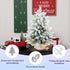 3ft Tabletop Christmas Tree, Snow Flocked Artificial Mini Christmas Tree With 14 Pine Cones & Red Berries, Green